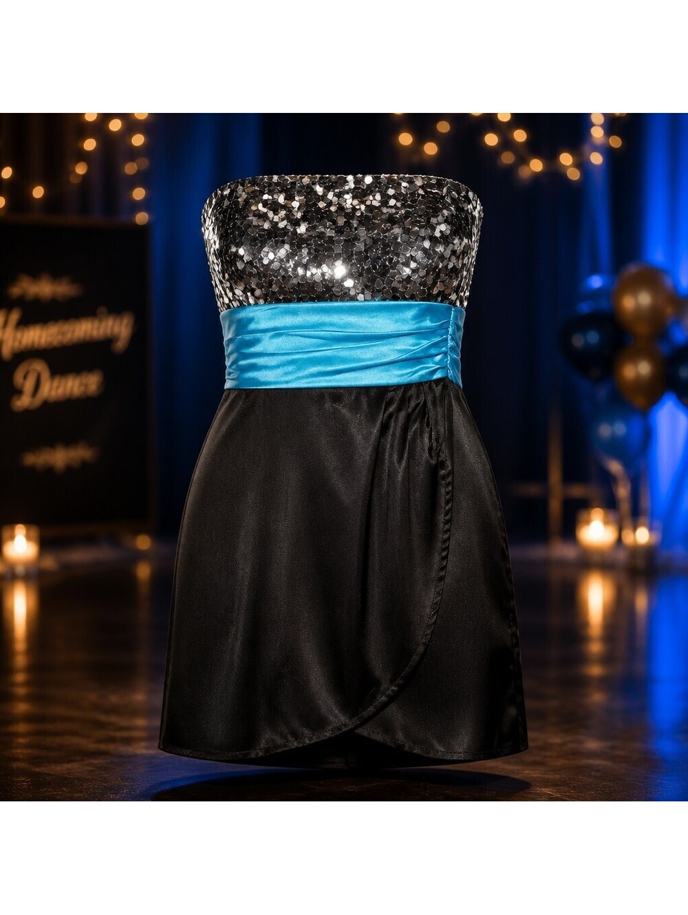 Xtraordinary Vintage Y2K Homecoming Whimsigoth Dress Sequin Satin Size 5 4035